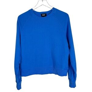 MONROW Vibrant Blue Crewneck Raglan Sleeve Lightweight Fleece Sweatshirt Small